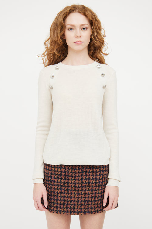 Veronica Beard Beige Wool Knit Sweater