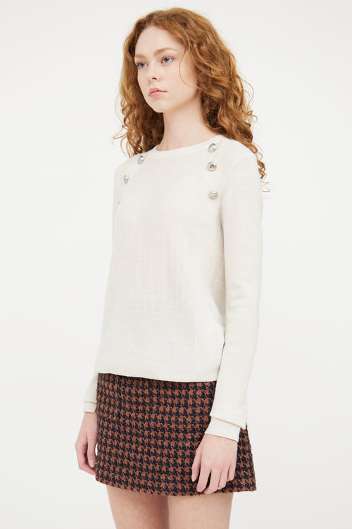 Veronica Beard Beige Wool Knit Sweater