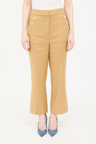 Veronica Beard Linen Striped Cropped Trouser