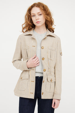 Veronica Beard Beige 
Multicolour Plaid Blazer