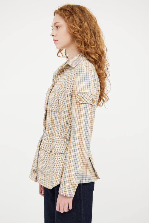 Veronica Beard Beige 
Multicolour Plaid Blazer