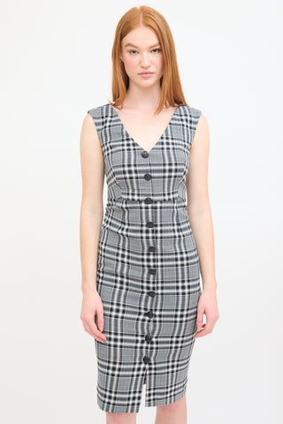 Veronica Beard Black 
Multi Check Button Up Midi Dress