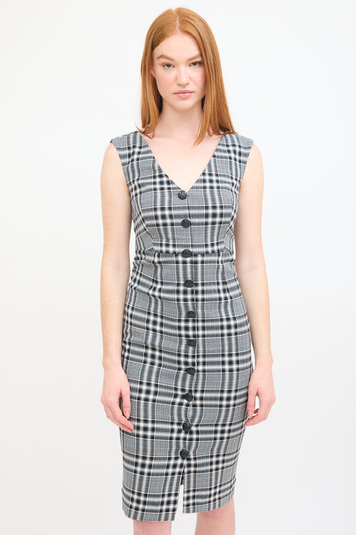 Veronica Beard Black 
Multi Check Button Up Midi Dress