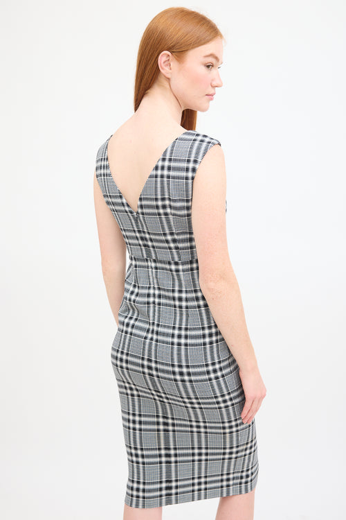 Veronica Beard Black 
Multi Check Button Up Midi Dress