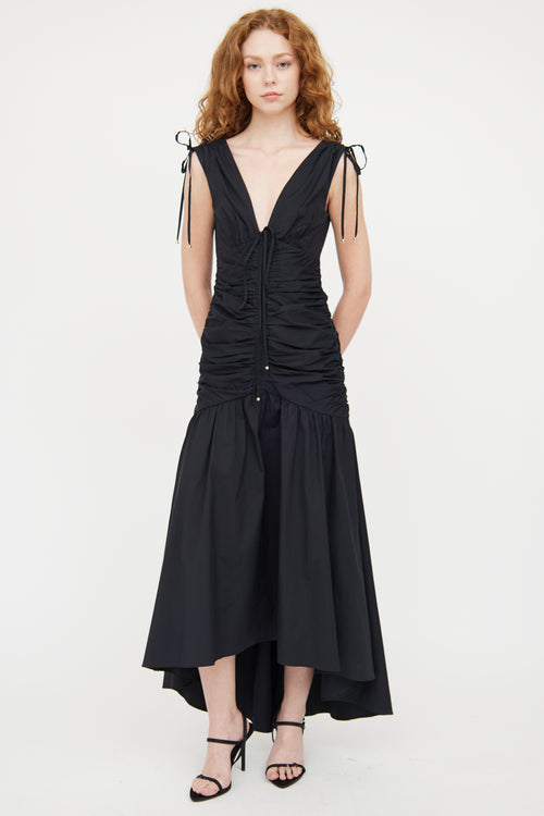 Veronica Beard Black Gathered Perrin Dress