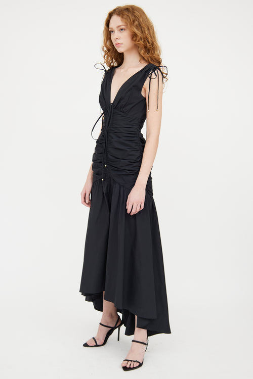 Veronica Beard Black Gathered Perrin Dress