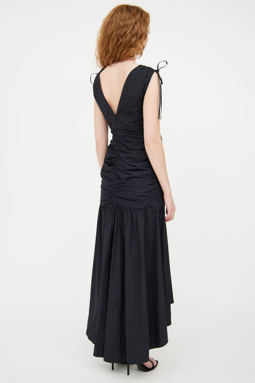 Veronica Beard Black Gathered Perrin Dress