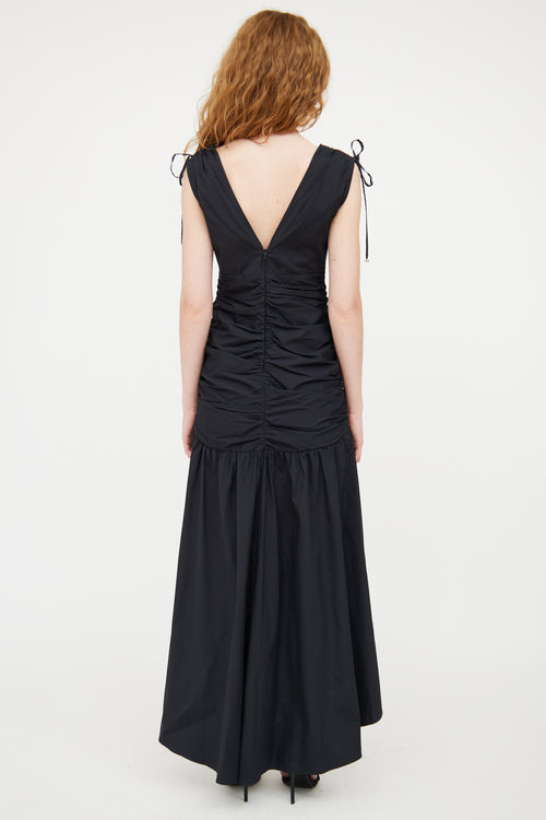 Veronica Beard Black Gathered Perrin Dress