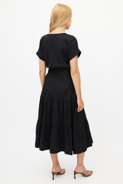 Veronica Beard Black Pleated Belted Dress