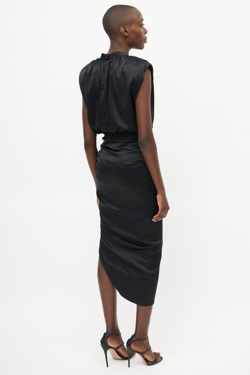 Veronica Beard Black Silk Ruched Dress