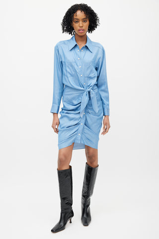 Veronica Beard Blue Chambray Tie Dress