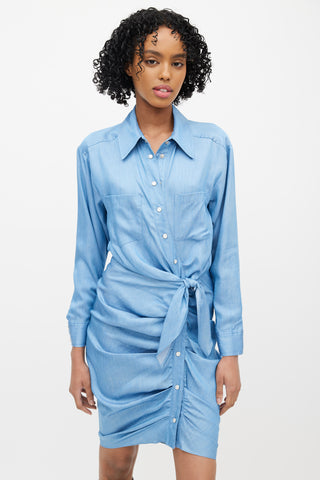 Veronica Beard Blue Chambray Tie Dress