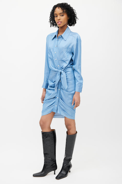 Veronica Beard Blue Chambray Tie Dress