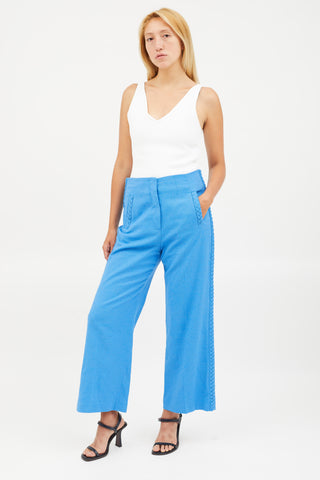 Veronica Beard Blue Cotton Braided Trouser