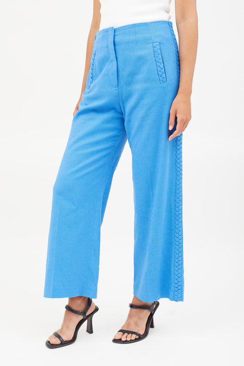 Veronica Beard Blue Cotton Braided Trouser