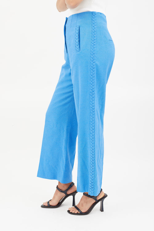 Veronica Beard Blue Cotton Braided Trouser