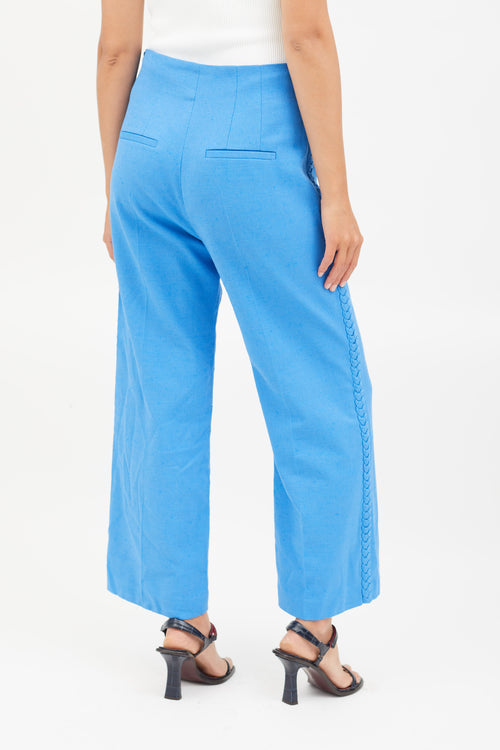 Veronica Beard Blue Cotton Braided Trouser