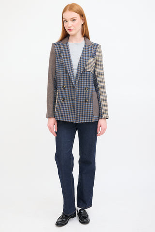 Veronica Beard Blue 
Multi Mixed Pattern Faustine Dickey Blazer