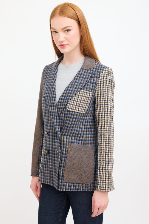 Veronica Beard Blue 
Multi Mixed Pattern Faustine Dickey Blazer