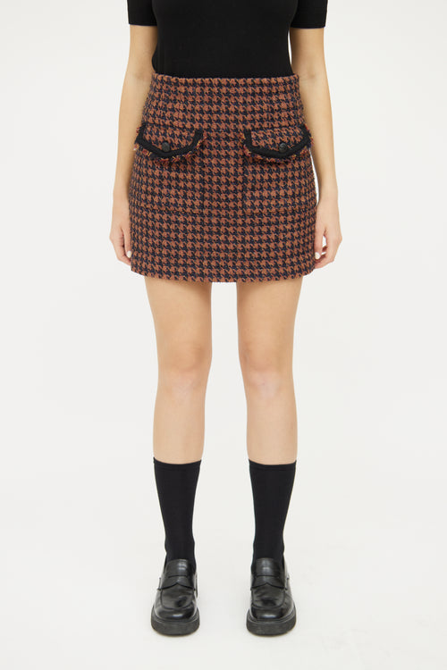 Veronica Beard Brown Black Tweed Skirt