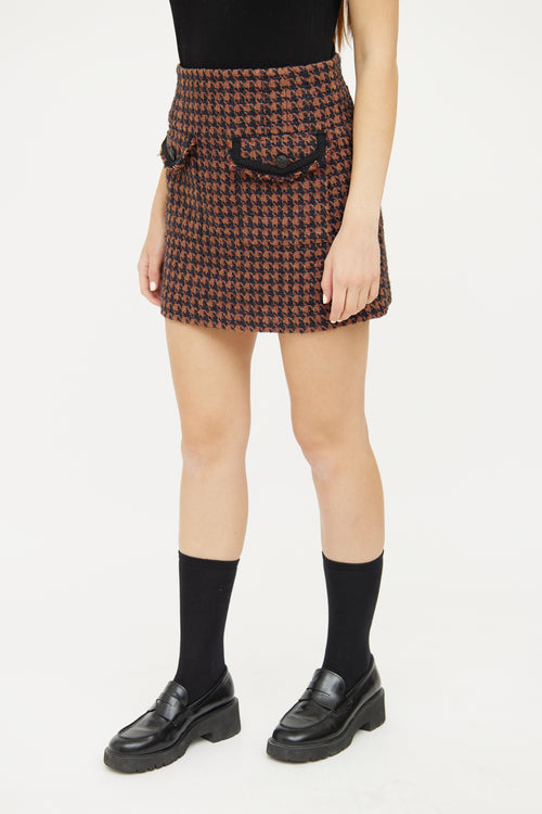 Veronica Beard Brown Black Tweed Skirt