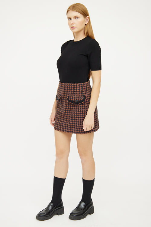 Veronica Beard Brown Black Tweed Skirt