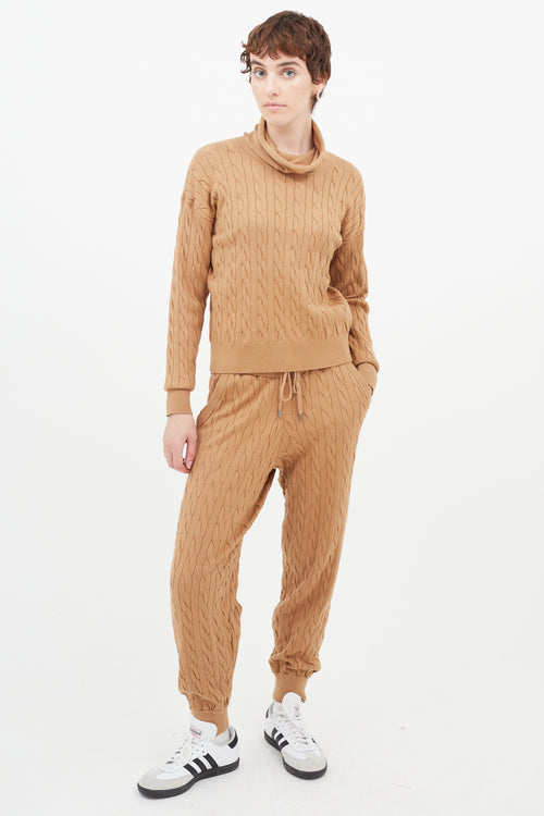 Veronica Beard Brown Cableknit Sweater