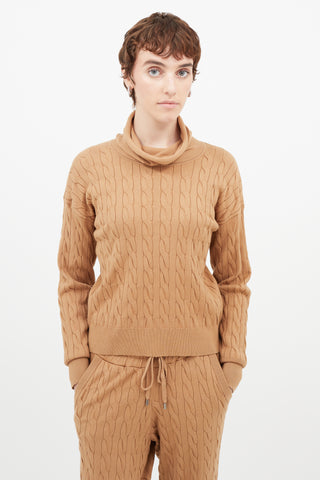 Veronica Beard Brown Cableknit Sweater