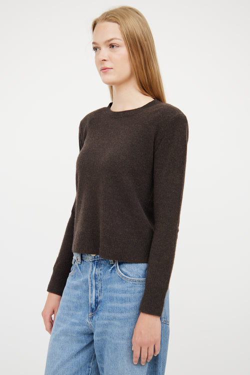 Veronica Beard Brown Cashmere Padded Shoulder Sweater