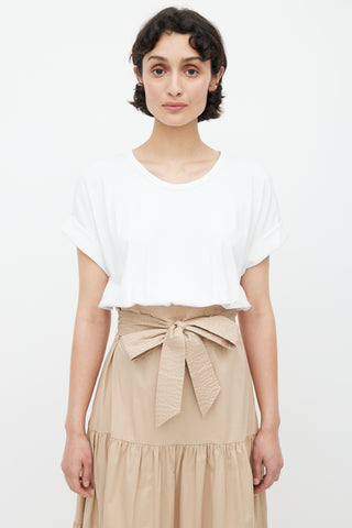 Victoria Beard Brown 
White Trail T-Shirt Dress