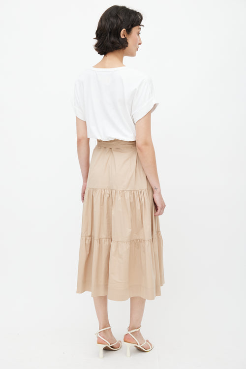 Victoria Beard Brown 
White Trail T-Shirt Dress