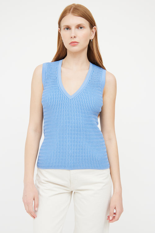 Veronica Beard Blue Knit Glitter Tank