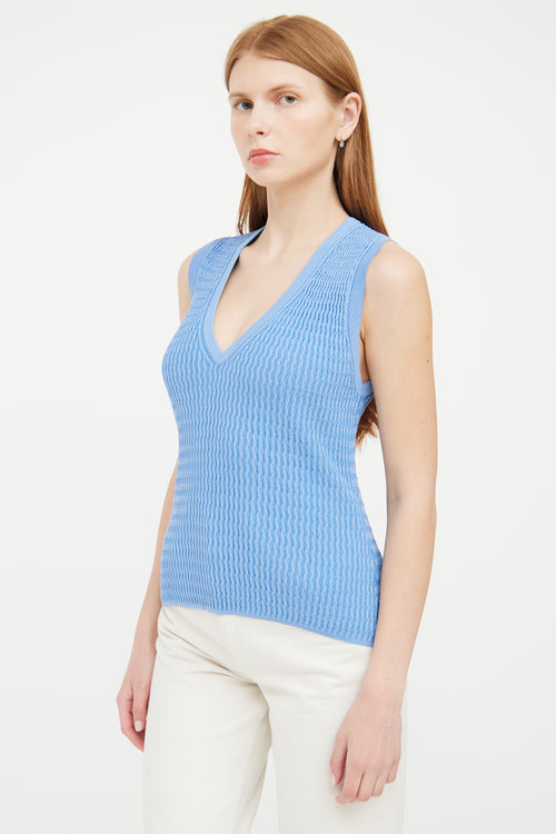 Veronica Beard Blue Knit Glitter Tank