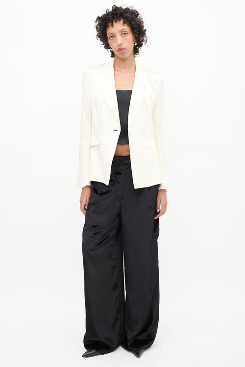 Veronica Beard Cream Satin Peak Lapel Blazer