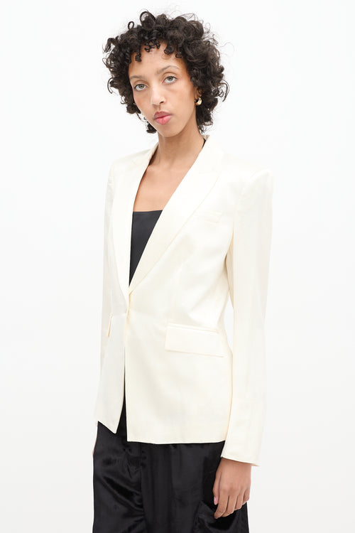 Veronica Beard Cream Satin Peak Lapel Blazer