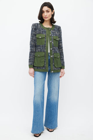 Veronica Beard Green 
Navy Tweed Jacket