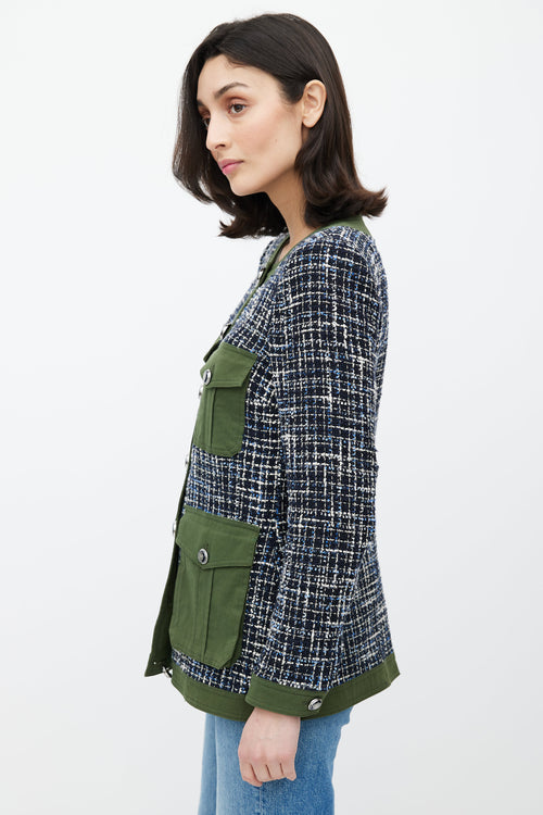 Veronica Beard Green 
Navy Tweed Jacket