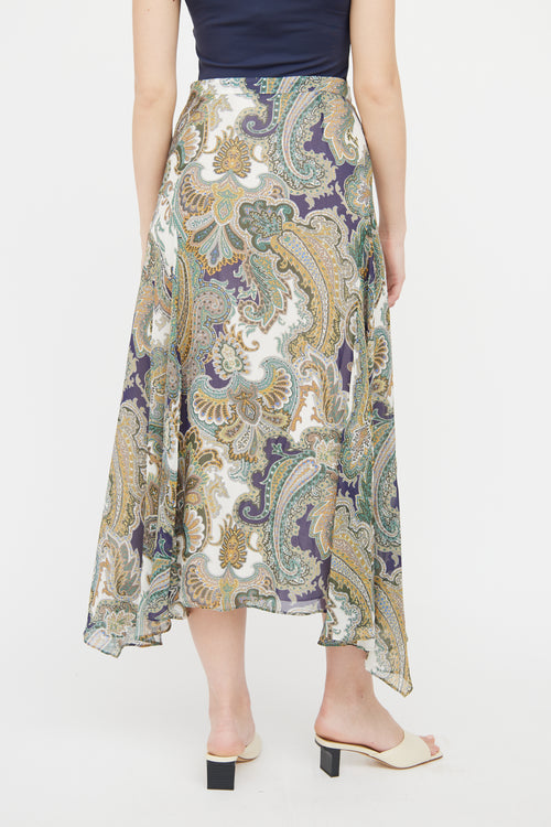 Veronica Beard Green 
Multi Paisley Print Skirt