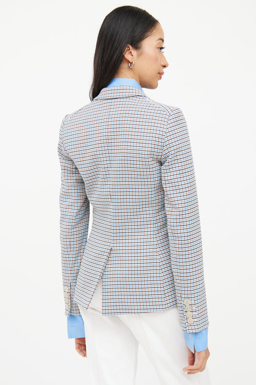 Veronica Beard Blue 
Multi Colour Check Blazer