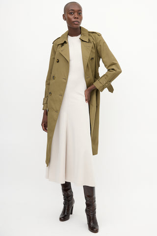 Veronica Beard Khaki Green Belted Trench Coat