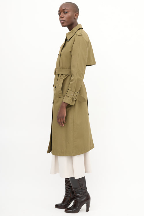 Veronica Beard Khaki Green Belted Trench Coat