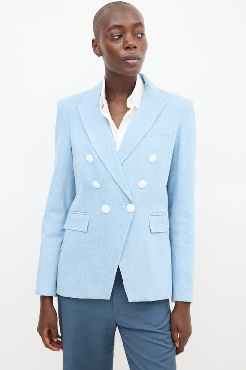 Veronica Beard Light Wash Double Breasted Blazer