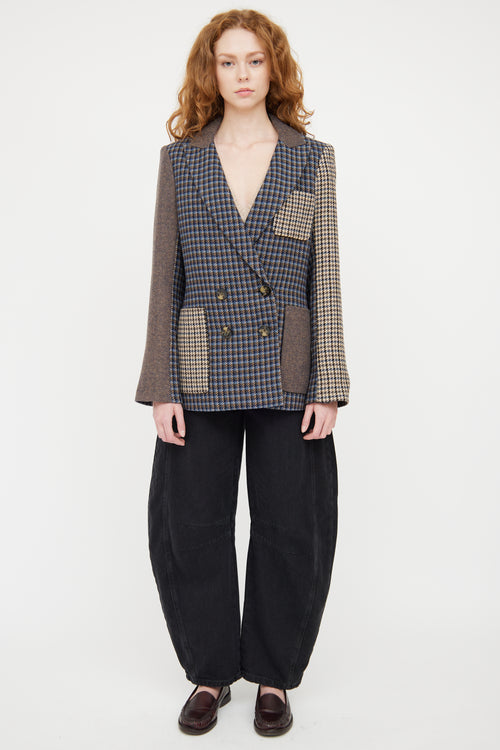 Veronica Beard Blue 
Multicolour Houndstooth Blazer