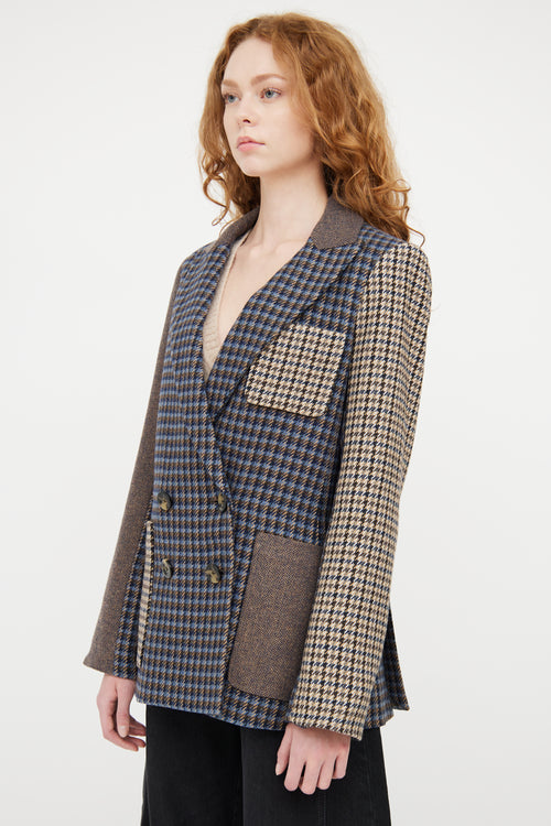 Veronica Beard Blue 
Multicolour Houndstooth Blazer