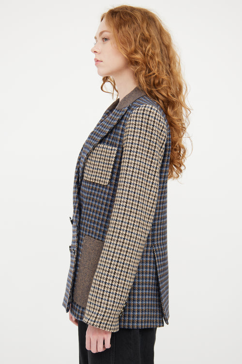 Veronica Beard Blue 
Multicolour Houndstooth Blazer