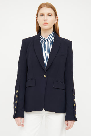 Veronica Beard Navy Button Front Blazer