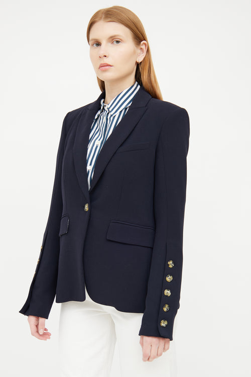 Veronica Beard Navy Button Front Blazer