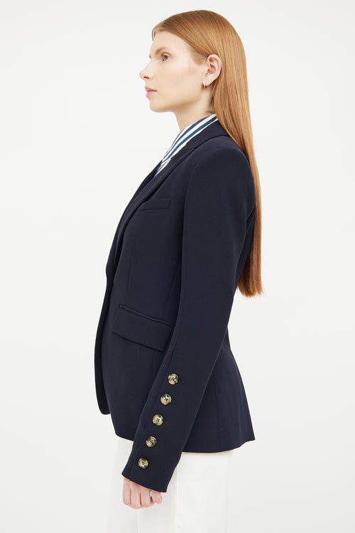 Veronica Beard Navy Button Front Blazer