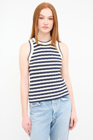 Veronica Beard Navy Striped Knit Jerrel Tank