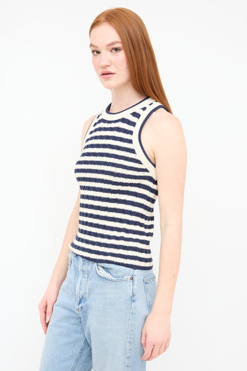 Veronica Beard Navy Striped Knit Jerrel Tank